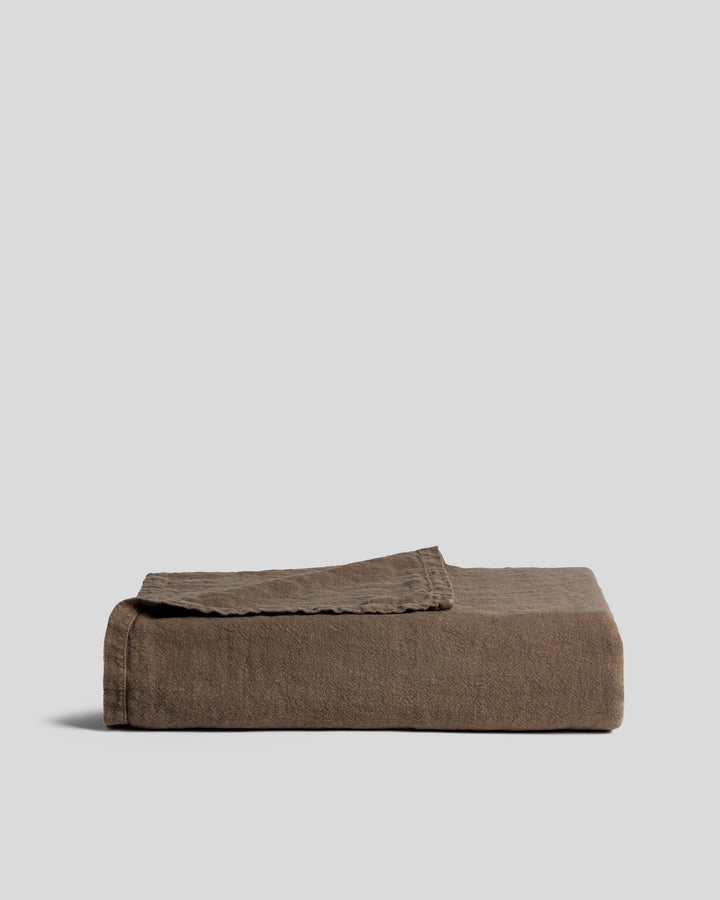 Vintage Linen Bed Blanket (Warm Grey)